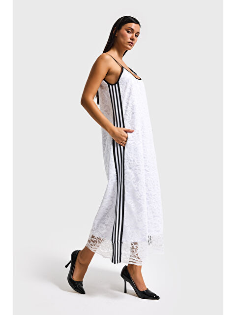 It's Basic Kadın Beyaz Straight Şerit Detaylı Dantel Askılı Tasarım Elbise - S000495911-20063