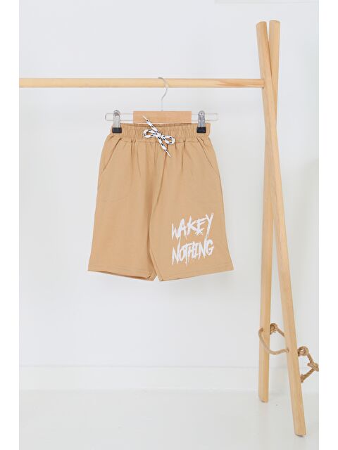 Tofisa Erkek Çocuk Vizon Baskılı Şort - 27343 - S000434459-26429