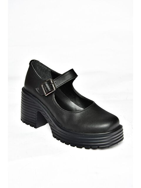 Fox Shoes R9960530 Siyah Kadın Topuklu Loafer Ayakkabı