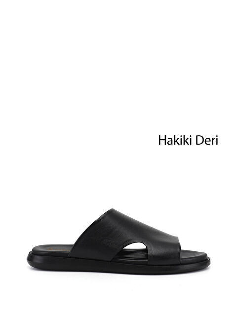 GÖNDERİ(R) Erkek SİYAH Hakiki Deri Terlik