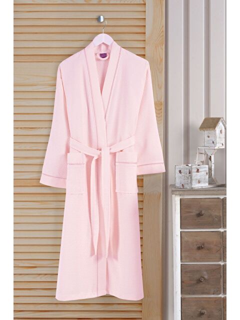 Varol Dama Serisi Kimono Yaka Pike Bornoz Sabahlık Pudra - S000380400-7152