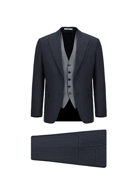 Kiğılı Slim Fit Dar Kesim Kombinli Yelekli Takım Elbise