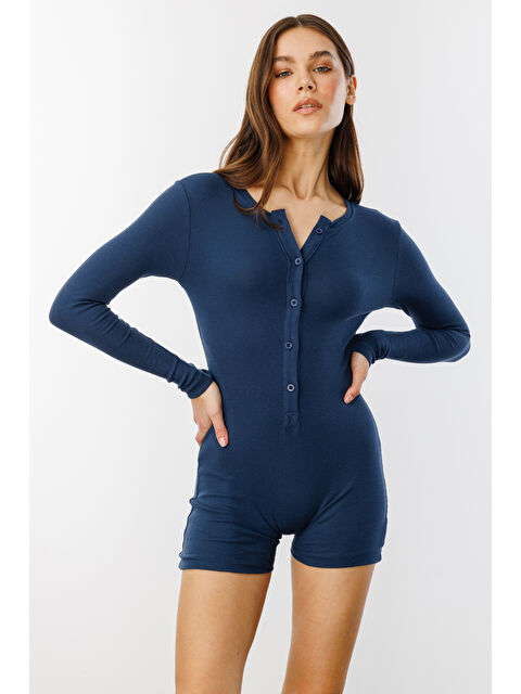 Genius Store Fitilli Uzun Kollu Kısa Tulum Romper UZUNKOL-TULUM - S000371565-21164