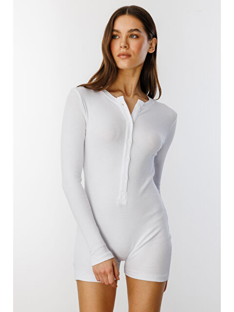 Genius Store Fitilli Uzun Kollu Kısa Tulum Romper UZUNKOL-TULUM - S000371565-20063