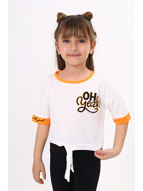 Toontoykids Kız Çocuk Önü Bağlama Detaylı Baskılı Tişört - S000318381-19965