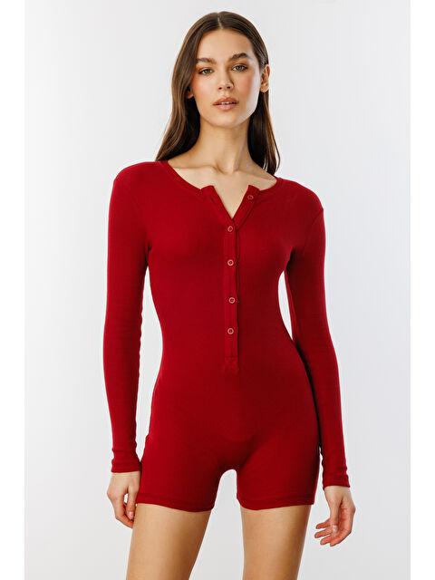 Genius Store Fitilli Uzun Kollu Kısa Tulum Romper UZUNKOL-TULUM - S000371565-19951