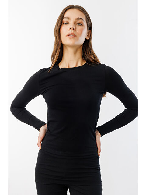 Genius Store Uzun Kollu Kısa Kadın Bluz Long Fitted UZUNKOL-BLUZ - S000371566-19351