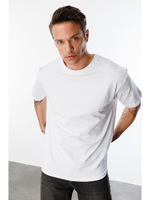 Genius Store Erkek Oversize Fit %100 Organik Pamuk Bisiklet Yaka Tişört - S000371567-20063