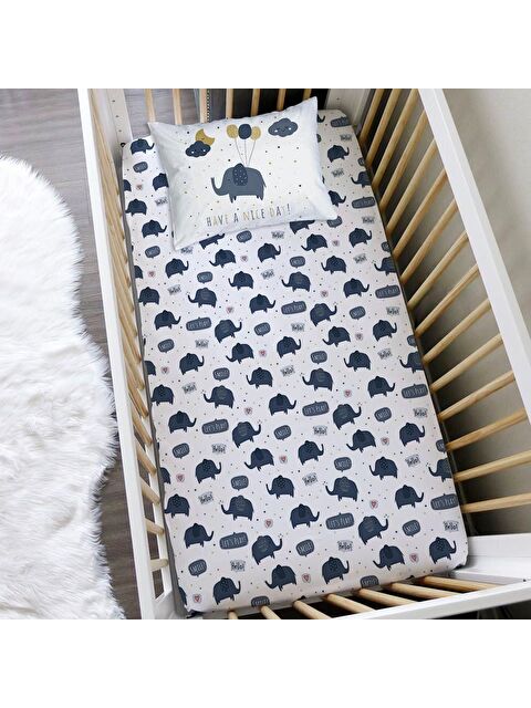 Evmila Fil Desenli 60x120 Cm Baskılı Bebek Boy Lastikli Çarşaf Seti - S000126777-23173