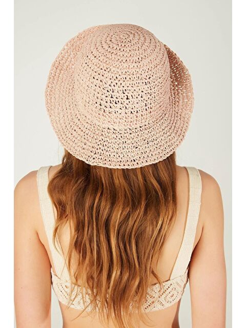 Luminos Butik Pudra İthal El Örgüsü Hasır Şapka HSR2083