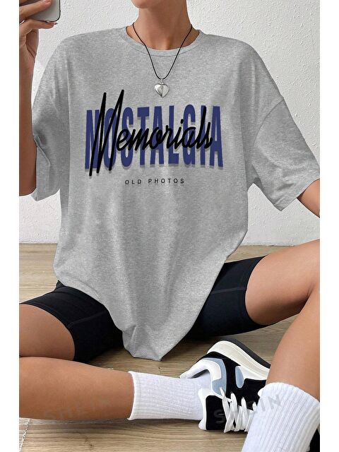uyguntarz Unisex Nostalgia Baskılı Oversize Tshirt - S000237915-20600