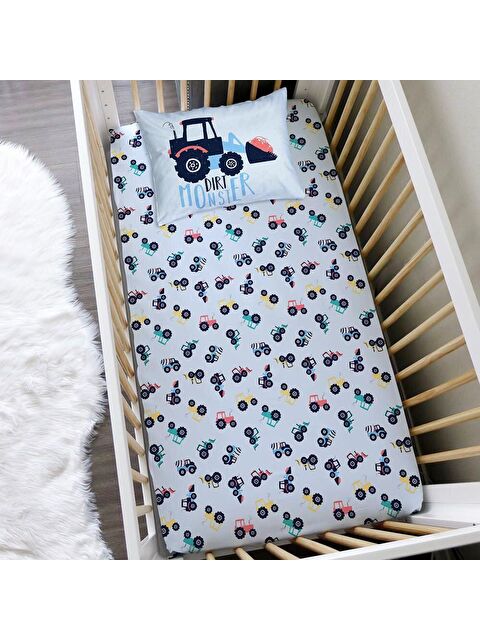 Evmila Traktör Desenli 60x120 Cm Baskılı Bebek Boy Lastikli Çarşaf Seti - S000126799-23173