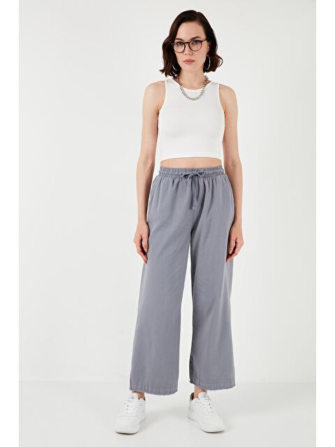 Lela Pamuklu Belden Bağlamalı Yüksek Bel Geniş Paça Cepli Regular Fit Pantolon 668Yp4760 - S000177227-20600