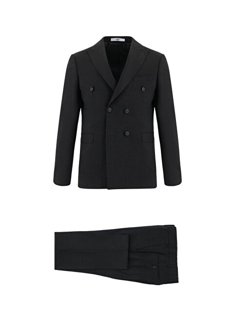 Kiğılı Slim Fit Dar Kesim Yünlü Kruvaze Takım Elbise