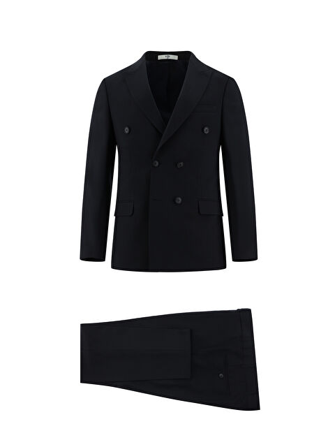 Kiğılı Super Slim Fit Ekstra Dar Kesim Yünlü Kruvaze Takım Elbise