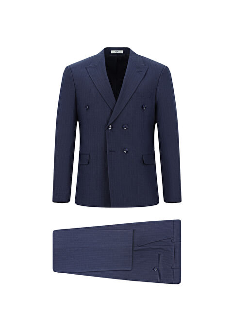 Kiğılı Regular Fit Çizgili Kruvaze Takım Elbise