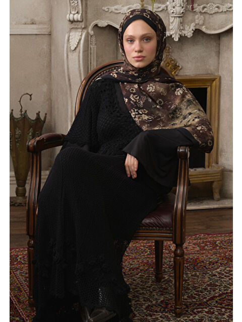 Fresh Scarfs Seraphına Desen Şal Siyah - S000458938-19351