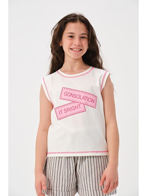 Jazzi·ee Genç Kız Çocuk Yazı Baskılı Kolsuz Tişört - S000315693-18686