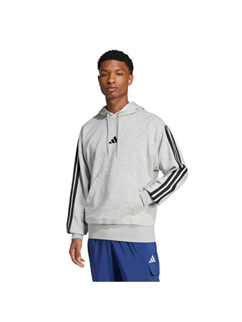 Adidas 3 Stripes Ft Erkek Gri Kapüşonlu Sweatshirt - S000224661-20600