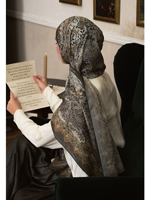 Fresh Scarfs Cerıse Desen Şal Füme - S000458939-33408