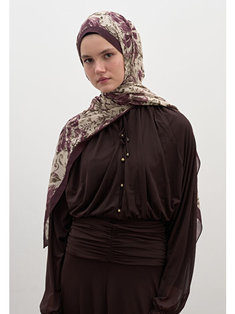 Fresh Scarfs Felıcıe Desen Şal Mürdüm - S000458940-20036