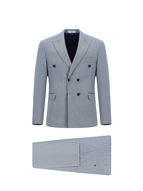 Kiğılı Regular Fit Çizgili Kruvaze Takım Elbise