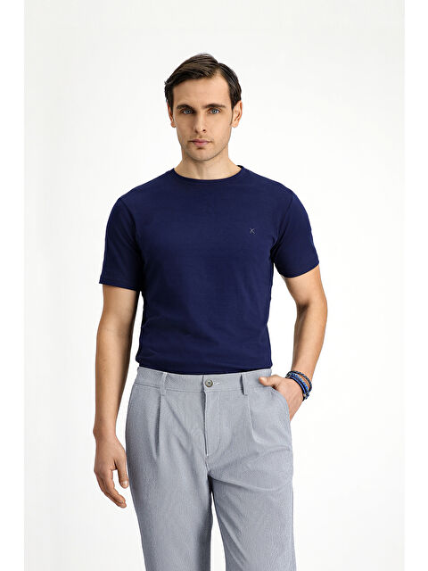 Kiğılı Bisiklet Yaka Slim Fit Dar Kesim Pamuk Tişört - S000405043-29672