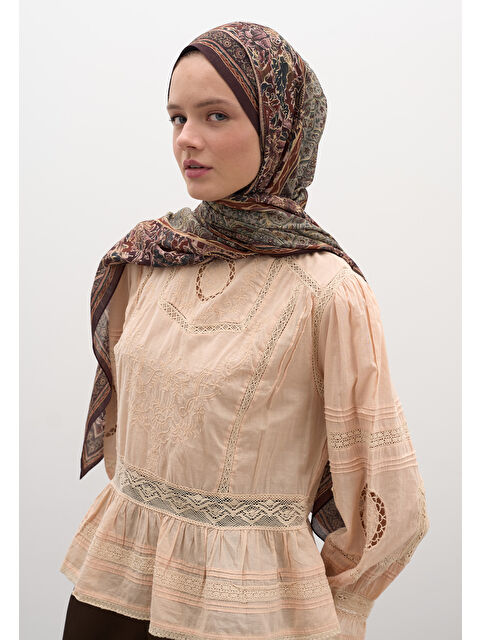 Fresh Scarfs Vanessa Desen Şal Bordo - S000458942-19951