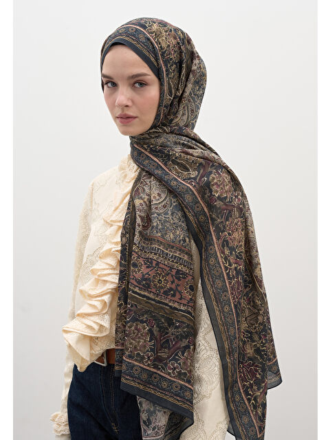 Fresh Scarfs Vanessa Desen Şal Antrasit - S000458942-29666