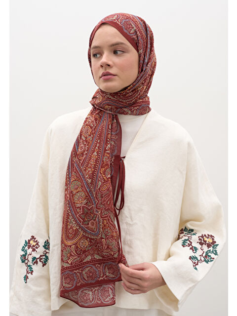 Fresh Scarfs Petra Desen Şal Kırmızı - S000458937-20045