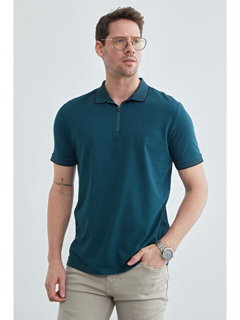 Fullamoda Yarım Fermuarlı Polo Yaka Tişört - S000514148-20019