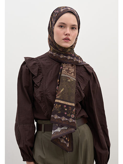 Fresh Scarfs Wıld And Pure Desen Şal Kahverengi - S000458943-19413