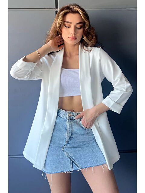 Gülseli Sahte Cep Detaylı Duble Kol Kadın Ceket - S000300070-19966