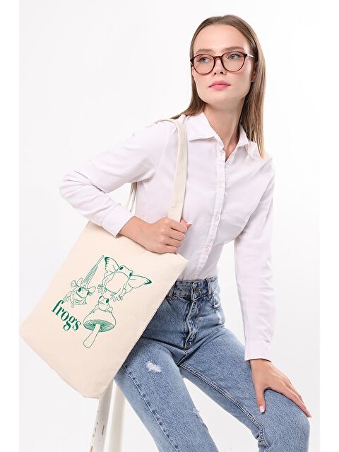Bagg Frogs Baskılı Kanvas Omuz Çantası - S000153121-19966