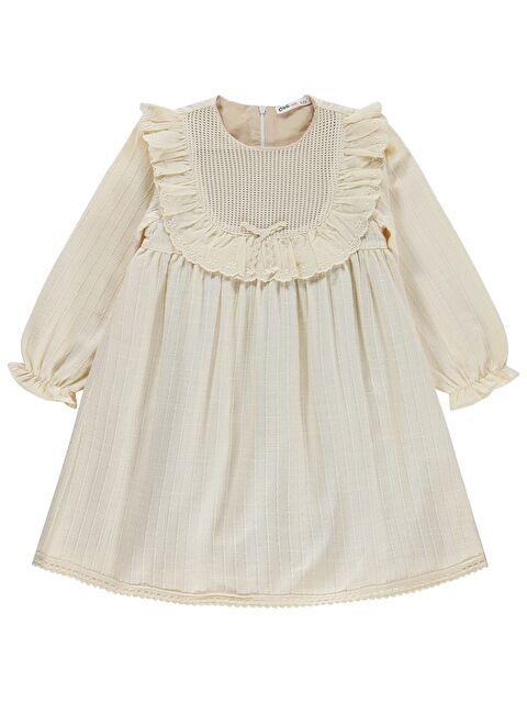 Civil Girls Roba Fırfırlı 6-9 Yaş Elbise - Bej 7-8 Yaş - S000526732-19928