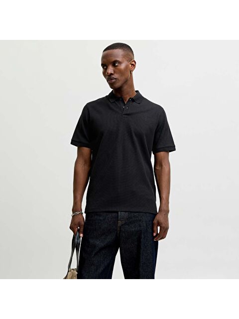 Jack & Jones Austin Erkek Siyah Polo Yaka Tişört