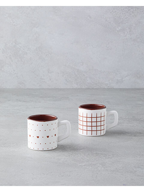 English Home Remixy Seramik 2'li Kahve Fincan Takımı 110 ml Bordo - S000335531-19951