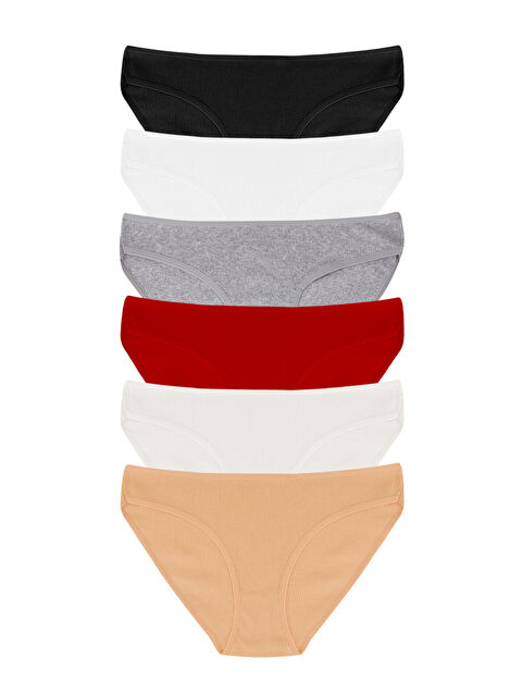 Dominant Ribana %100 Pamuk Kadın Külot 6'Lı Paket - S000300064-23173