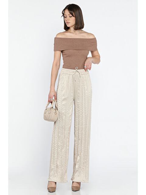 Gülseli Kadın Bel Lastikli Yüksek Bel Saten Pileli Pantolon - S000361000-19928