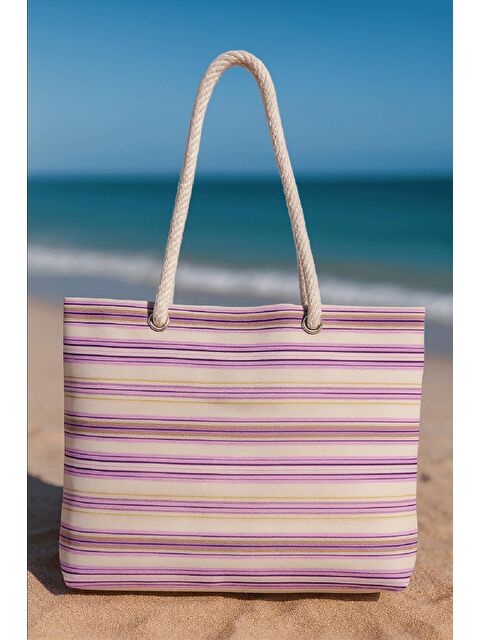 Bagg Mor Çizgili Plaj Çantası - S000421773-20042