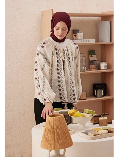 Fresh Scarfs Vual Crash Şal Bordo - S000420273-19951