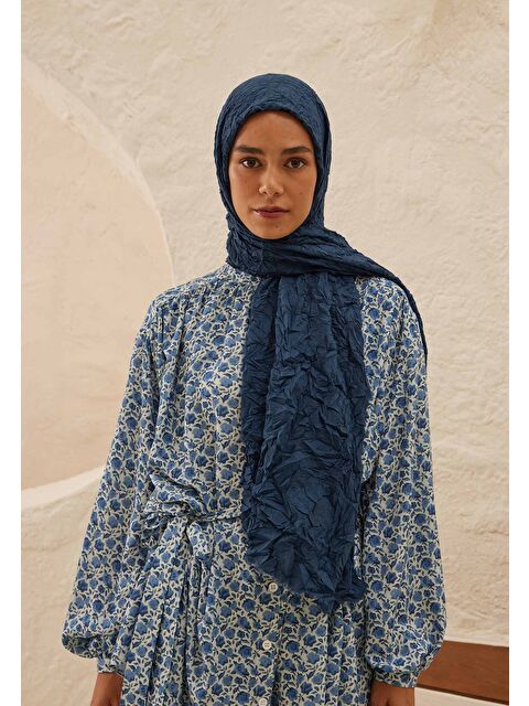 Fresh Scarfs Vual Crash Şal Safir - S000420273-29672