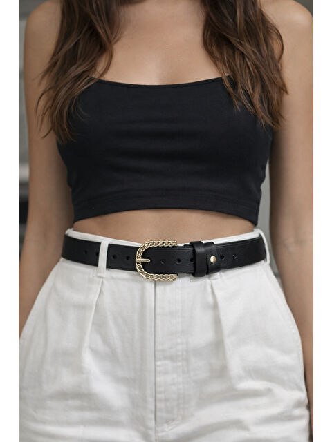 Luminos Butik Sarmal Toka Detaylı Siyah Kemer KMR006 SIYAH