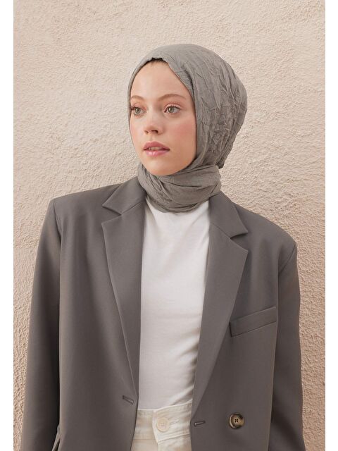 Fresh Scarfs Vual Crash Şal Sıcak Gri - S000420273-29396