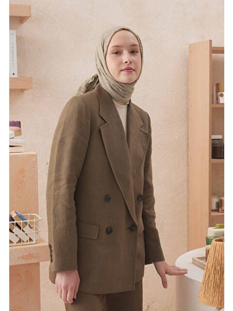 Fresh Scarfs Vual Crash Şal Naturel Bej - S000420273-26406