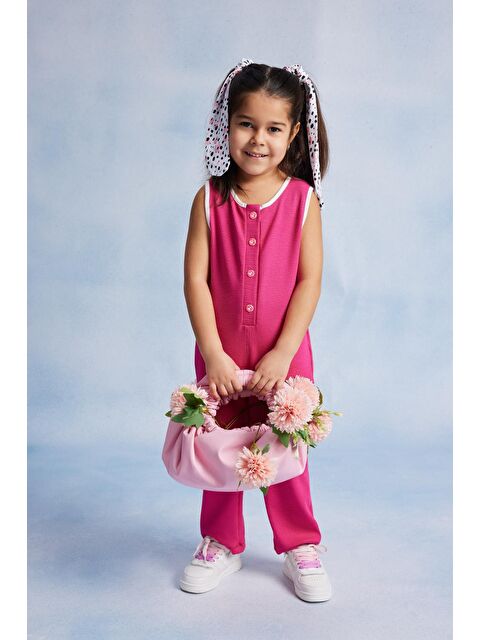 Luess Kız Çocuk Kısa Kollu Önü Düğmeli Tulum - S000162328-18686