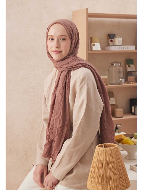 Fresh Scarfs Vual Crash Şal Gül Kurusu - S000420273-20028