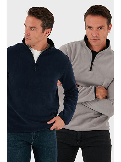 Buratti Slim Fit Yarım Fermuarlı Dik Yaka 2'li Paket Polar 5906003S2 - S000452338-37281