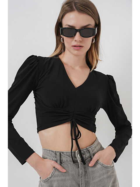 Bigdart 936 Sandy Crop Bluz - Siyah - S000345498-19351