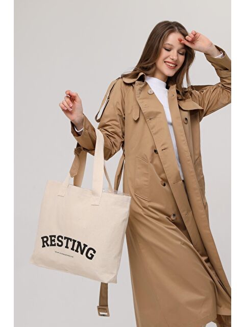 Bagg Resting Baskılı Yatay Kanvas Bez Çanta - S000153137-19966